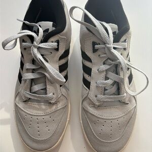 Adidas Gray and Black Sneakers with Perforated Design